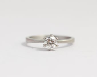 Recycled Heirloom Diamond 6 Claw Set Engagement Ring: NZ Ethical Gold or Platinum