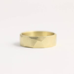 Faceted Wedding Band in Ethical Yellow Gold with Asymmetrical Facets 6mm