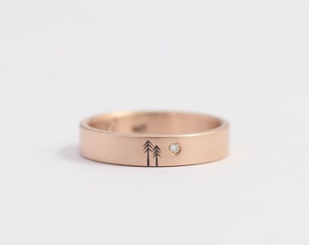 Rose gold engagement ring or diamond wedding Band Rose Gold and Conflict-Free Diamond 4mm 14ct Rose Gold