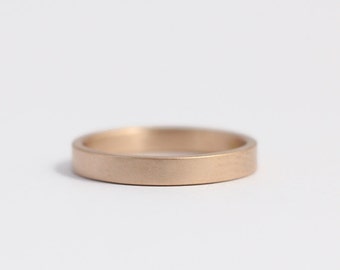 Wedding Band Engagement Ring Matte Gold Rose Gold Eco Friendly 3mm 9ct Ethical Rose