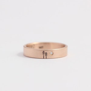 Rose gold engagement ring or diamond wedding Band Rose Gold and Conflict-Free Diamond 4mm 14ct Rose Gold image 1