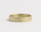 Diamond Engagement Ring or Wedding Band in Ethical Matte Gold and Conflict-Free Diamond 3mm wide