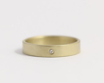 Diamond Engagement Ring or Wedding Band in Ethical Matte Gold and Conflict-Free Diamond 3mm wide