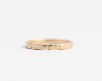 Distressed Wedding Band or Engagement Ring narrow distressed yellow gold 2mm 9ct