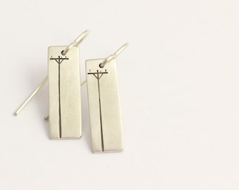 Drop Earrings in Sterling Silver with Power Poles