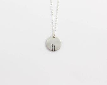 Silver Round Woodland Necklace or pendant - small, bridesmaid gift, anniversary present, graduation gift and recycled silver