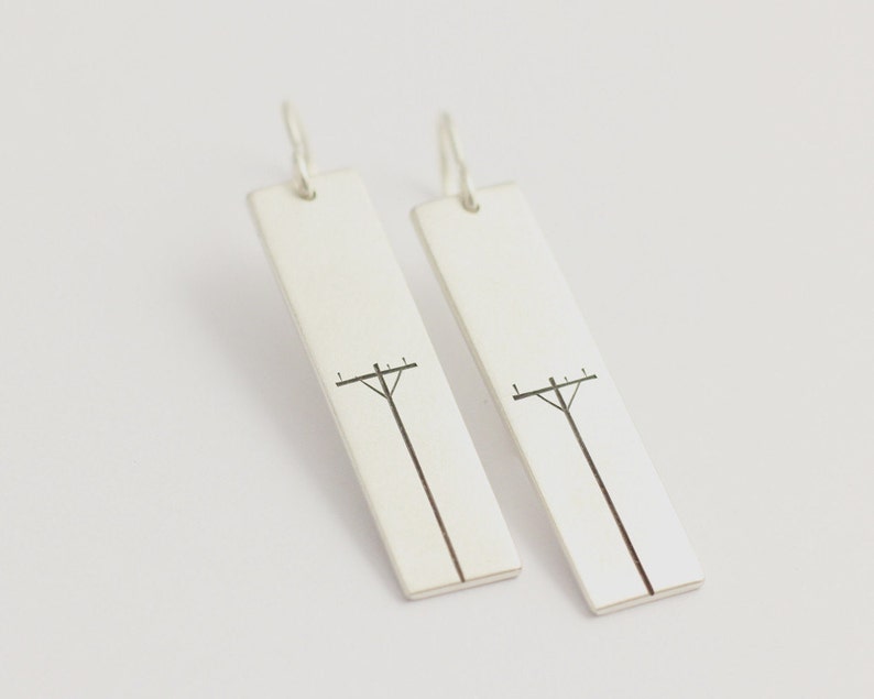 Drop Earrings in Sterling Silver with Power Poles image 2