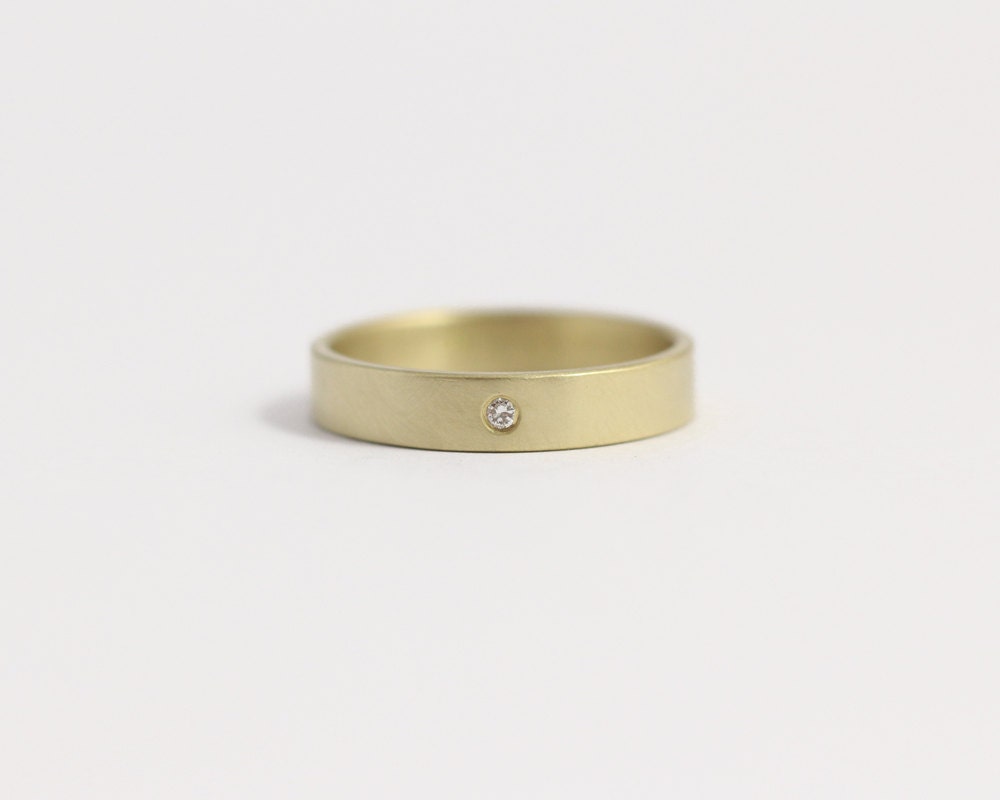 Diamond Engagement Ring or Wedding Band in Ethical Matte Gold and Conflict-Free Diamond 3mm wide