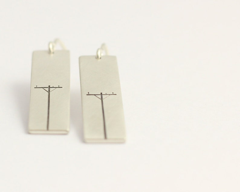 Drop Earrings in Sterling Silver with Power Poles image 4