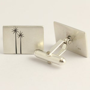 Cufflinks in Sterling Silver With Native New Zealand Tree Etchings image 3