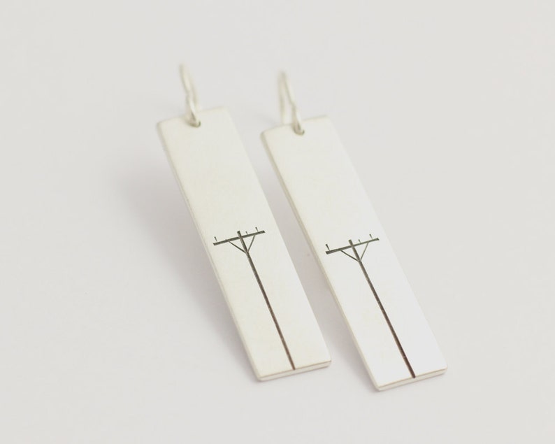 Drop Earrings in Sterling Silver with Power Poles image 5