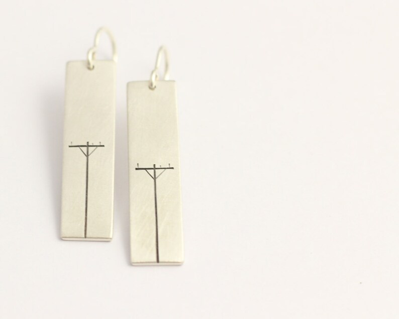 Drop Earrings in Sterling Silver with Power Poles image 3