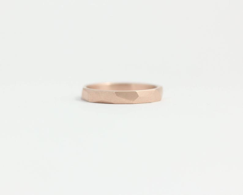 Faceted Wedding Band in Ethical Rose Gold with Asymmetrical Facets 3mm image 2