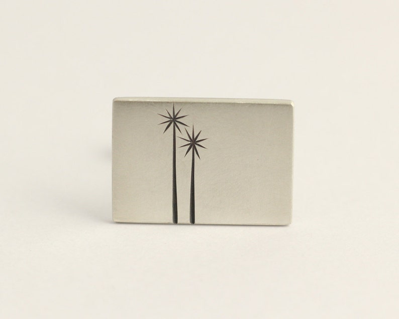 Cufflinks in Sterling Silver With Native New Zealand Tree Etchings image 2