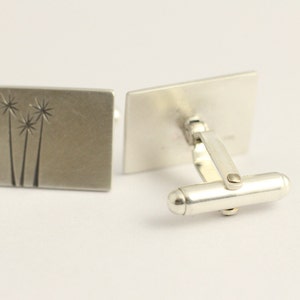 Cufflinks in Sterling Silver with a trio Native New Zealand Tree Etchings image 3