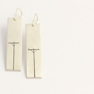 Drop Earrings in Sterling Silver with Power Poles image 1