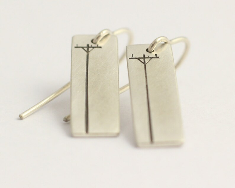 Drop Earrings in Sterling Silver with Power Poles image 2