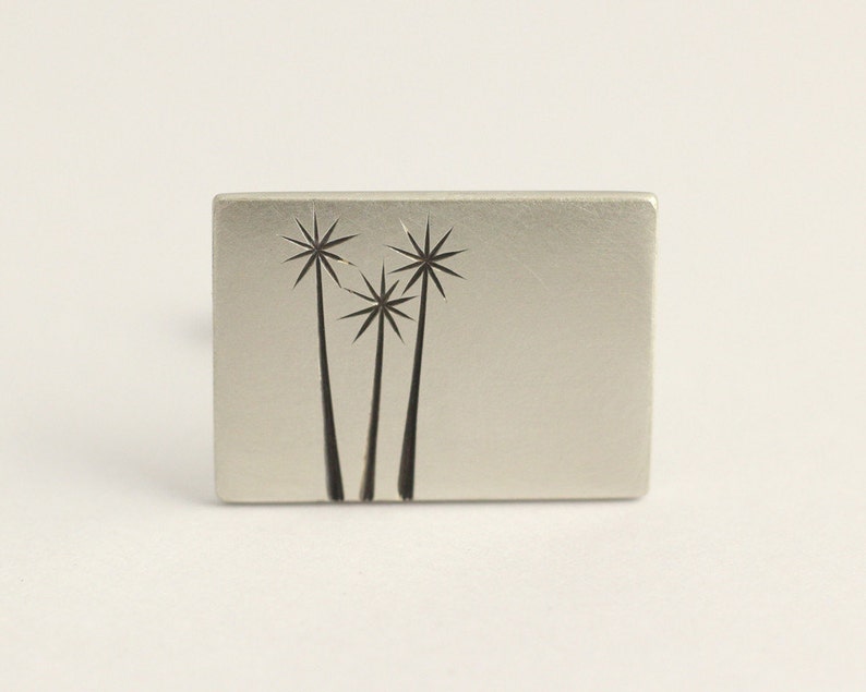 Cufflinks in Sterling Silver with a trio Native New Zealand Tree Etchings image 2