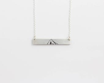 Silver Horizontal Mountain Necklace or pendant, bridesmaid gift, anniversary present, graduation gift