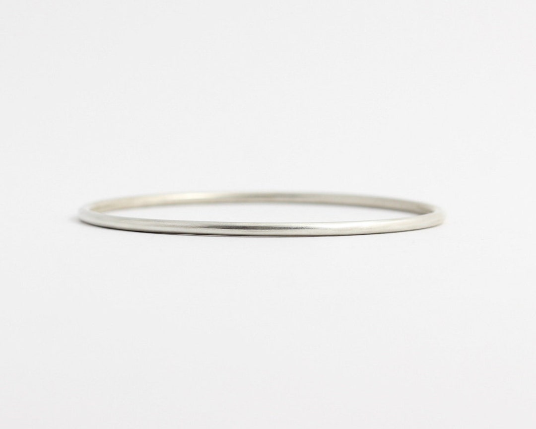 White Gold Bangle Bracelet. Luxury Gift for Her. Present for Bride or ...
