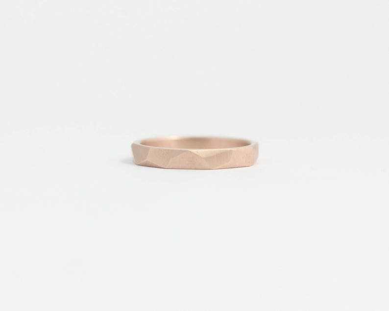 Faceted Wedding Band in Ethical Rose Gold with Asymmetrical Facets 3mm image 1