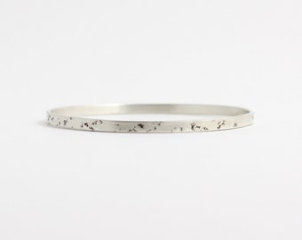 Distressed ethical white gold or sterling silver bangle, bracelet, stacking bangle.