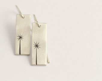 Drop Earrings in Sterling Silver with Cabbage Trees
