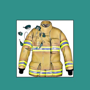 Firefighter Burnout Jacket/Gear Front View Cookie Cutter PNG & STL