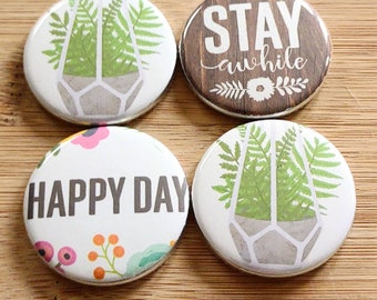 Houseplant gift, houseplant magnets, cozy magnets, hygge living, set of four refrigerator magnets, 1.25 inch