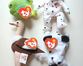 Mini Ty beanie baby magnet, refrigerator magnet made from vintage mini beanie baby