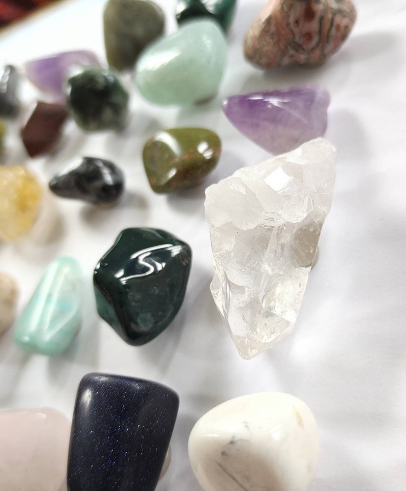 Crystal magnet grab bag, set of four crystal refrigerator magnets, mix of tumbled and raw crystals image 9