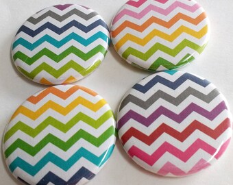 Rainbow Chevron magnets, rainbow home decor, home and living, kitchen and dining, refrigerator magnets, set of four