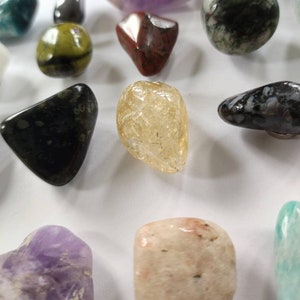 Crystal magnet grab bag, set of four crystal refrigerator magnets, mix of tumbled and raw crystals image 2