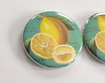 lemon magnets, lemon home decor, fruit inspired decor, one 1.25 inch magnet, teacher appreciation gift, first home gift, one magnet