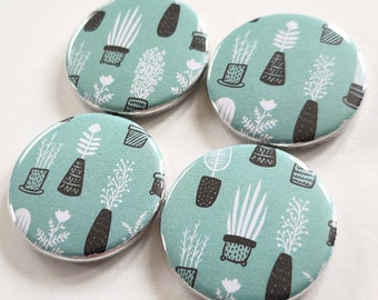 Houseplant magnets, houseplant accessories, plant themed gift, gift for plant lover, bohemian style decor, set of four 1.25 inch magnets