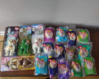 Vintage mini ty beanie baby grab bag, surprise grab bag, set of four, McDonald's ty mini beanie babies, 1998, 1999