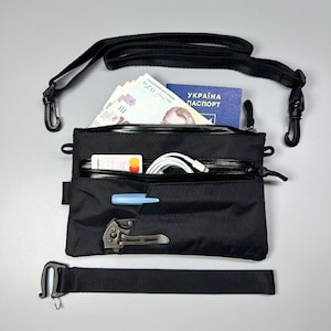 Cartera, Cartera de teléfono con pulsera con cremallera, Cartera personalizada, Embrague, Regalo de novio, Bolso bandolera, X-Pac, GEOM Aide