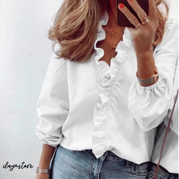 Summer Ruffled Blouse - White