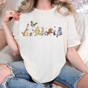 Winnie de Poeh-wandelshirt vrienden, leuk stripfiguur groepsshirt, comfortabele kleuren Disney esthetisch cadeau voor kinderen en gezinnen