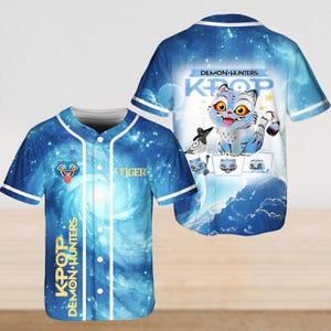 Kポップ デーモンハンター タイガー ベースボールジャージ、ダーピー ザ タイガー アンド バード デーモンハンター タイガー ベースボールシャツ、Kポップ サジャ ボーイズ、ハンターズ タイガー ファン
