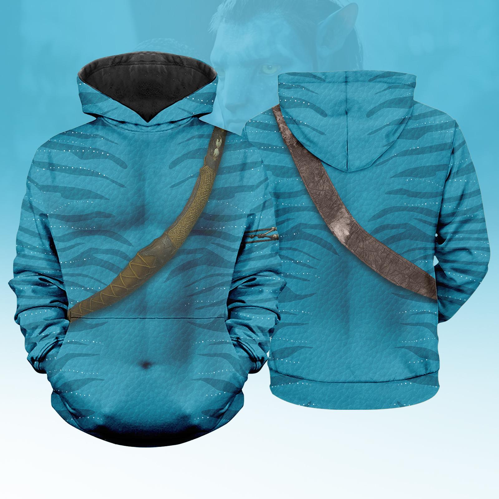 Discover Avatar Costume 3D Hoodie, Jake Sully Cosplay Costume Outfit, Blue Tribal Pandora Clothes, Halloween Costume Gift For Him