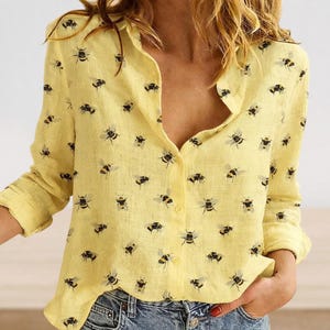 Retro Queen Bee Bluse Shirt, Honigbienen Liebhaber Geschenk für Frauen, Vintage botanische Biene Shirt, Sommer Top, Ästhetische Hummel Kleid