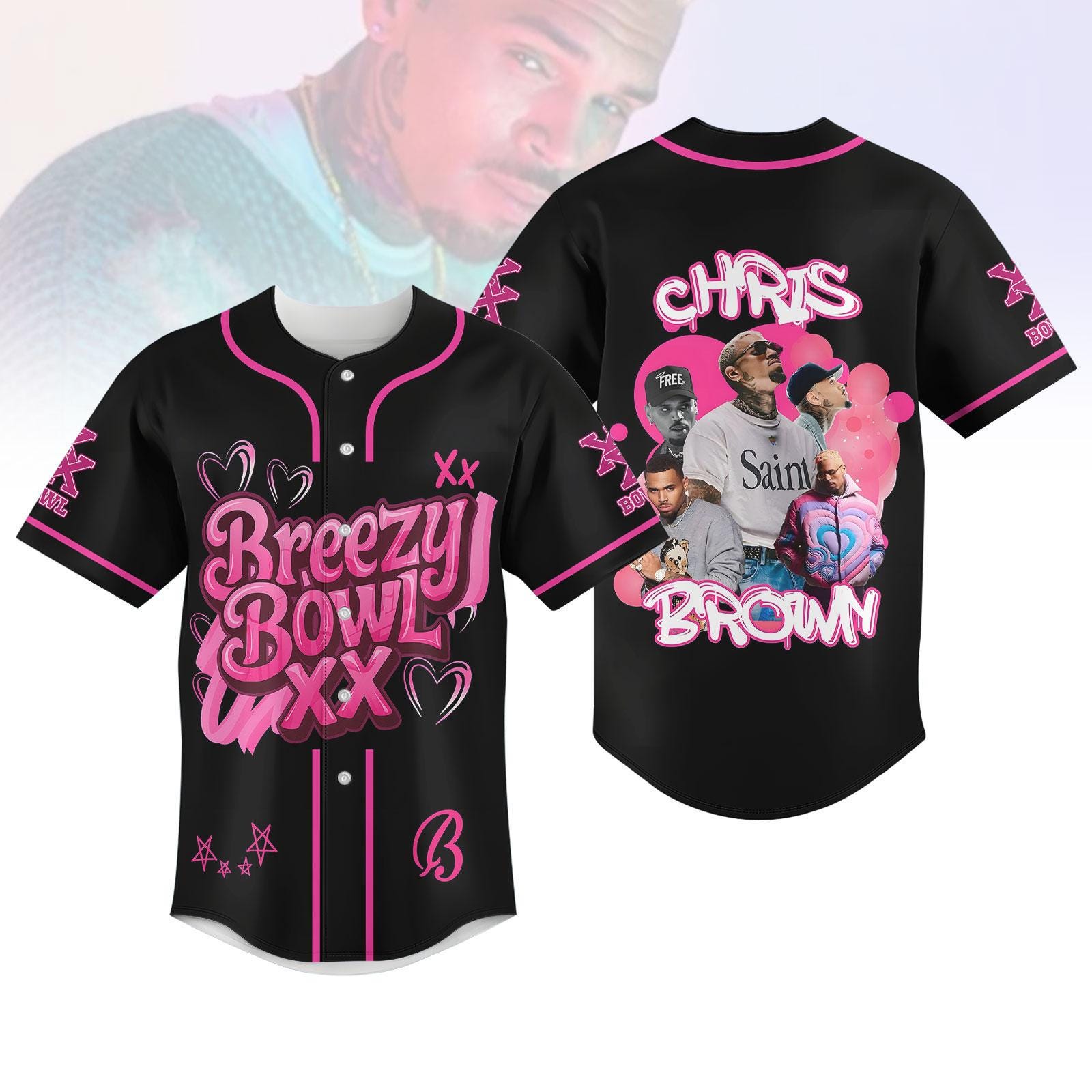 Chris Brown Breezy Bowl XX Tour 2025 Baseball Jersey, Chris Brown Tour Baseball Shirt, Breezy Bowl Jerrsey Shirt, Chris Brown Fan Gift