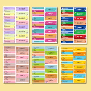 Naamstickers voor schoolkinderen kinderdagverblijf Notitieboekjelabels Gepersonaliseerd Aangepast afdrukbare stickerlabel Pastelkleurig schattig - bewerkbare canvassjabloon