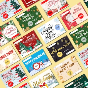 Cartões de raspadinha de Natal para festas, feriados, jogo divertido de ano novo para família e amigos