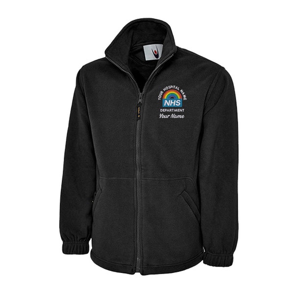 NHS Rainbow Fleece Jacket with Personalised Embroidery, Unisex Size Jacket for NHS Staff