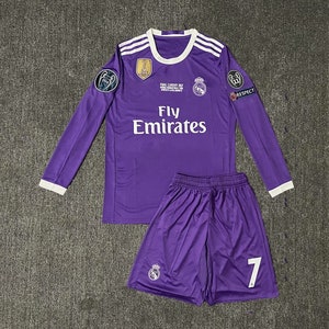 2016 - 2017 Season Real Madrid Purple Away Full Kit Jersey Shirt Shorts Cristiano Ronaldo No 7 Champions League Short Long Sleeve Football