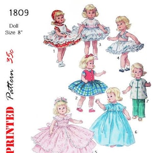 Vintage 1960&#39;s - 8 polegadas alexander-kins, ginny e muffie boneca roupas padrão de costura