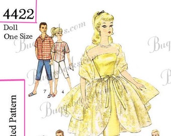 1960's Simplicity 4422 - Barbie,Ken and other teenage doll Clothes sewing pattern - PDF