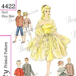 1960-talets Simplicity 4422 - Mönster för kläder till Barbie, Ken och andra tonårsdockor - PDF